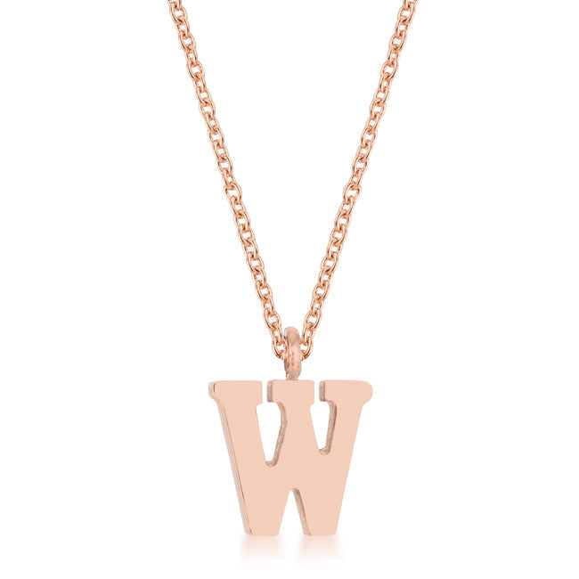 Avera Elaina Stainless Steel W Initial Necklace Gold Tone