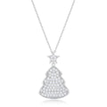 Avera Christmas Tree Drop Necklace in Polished Silver