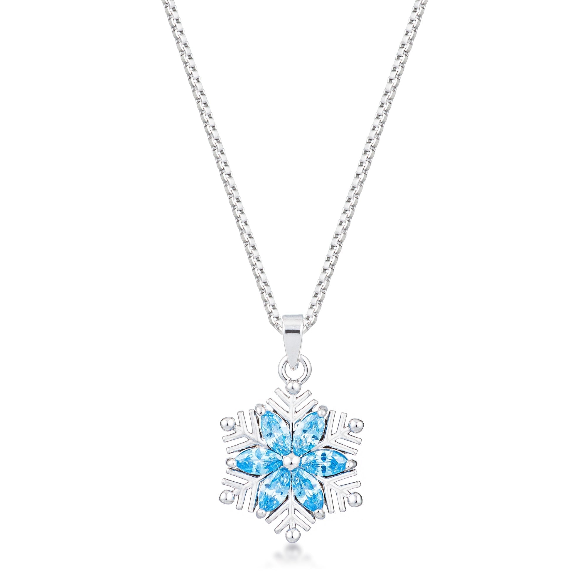Avera Brilliant Marquise Snowflake Pendant in Sterling Silver
