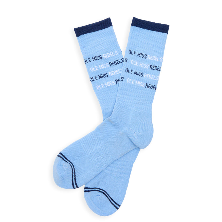 Powder Blue Ole Miss Rebel Casual Crew