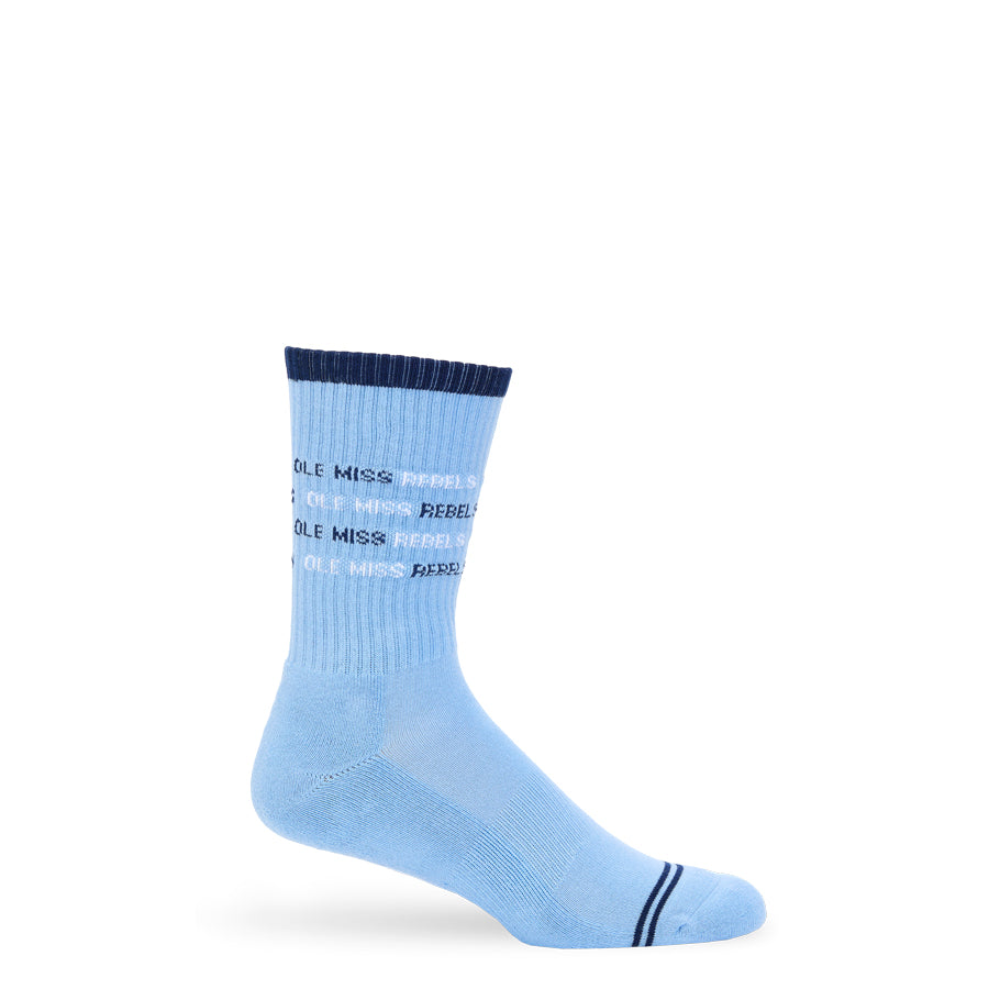Powder Blue Ole Miss Rebel Casual Crew