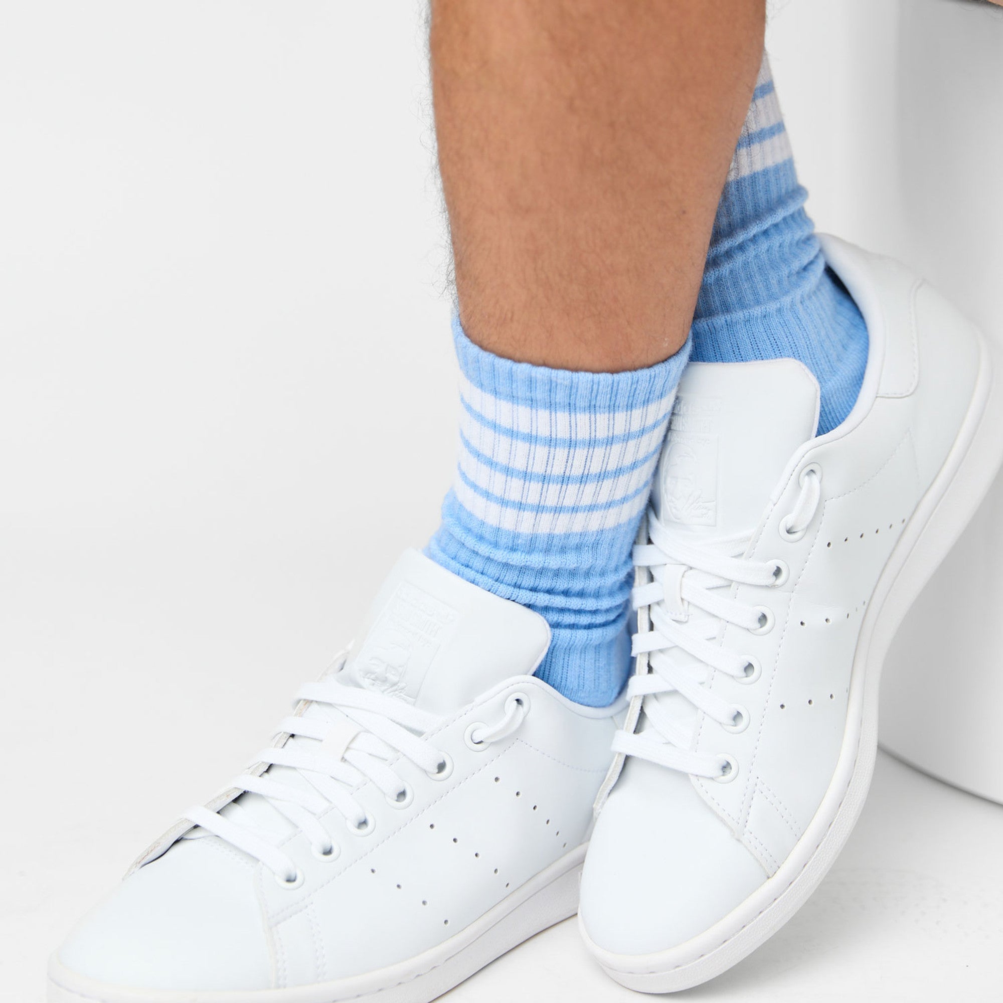 Powder/White 4 Stripe Casual Socks
