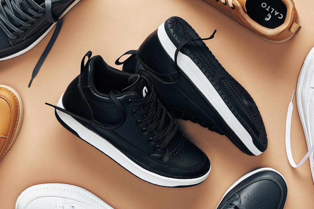 CALTO - Q271  - 2 Inches Taller (Black Noir) - Elevated Leatherette Micro-Perforated Sneakers
