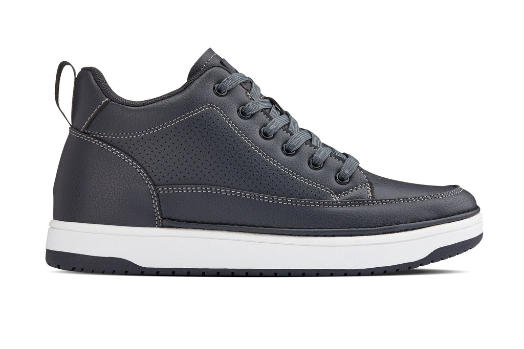 CALTO - Q273  - 2 Inches Taller (Cement Grey) -Elevated Leatherette Micro-Perforated Sneakers