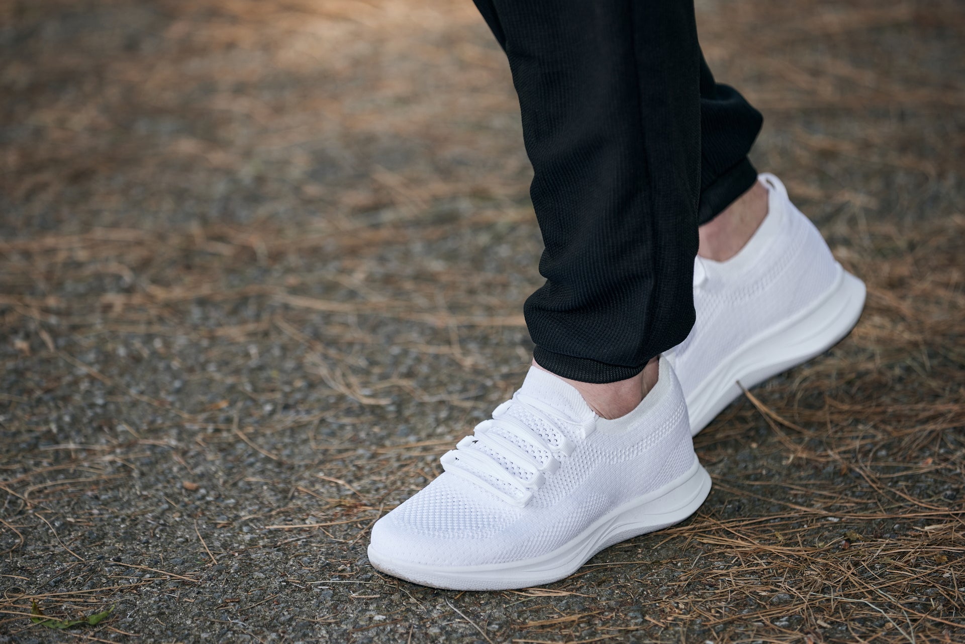 CALTO - QA061 - 2.4 Inches Taller (White/White Sole) - Lightweight Knitted Sneakers