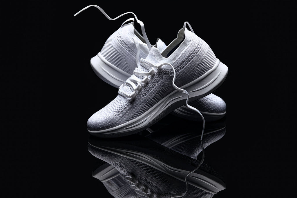 CALTO - QA061 - 2.4 Inches Taller (White/White Sole) - Lightweight Knitted Sneakers