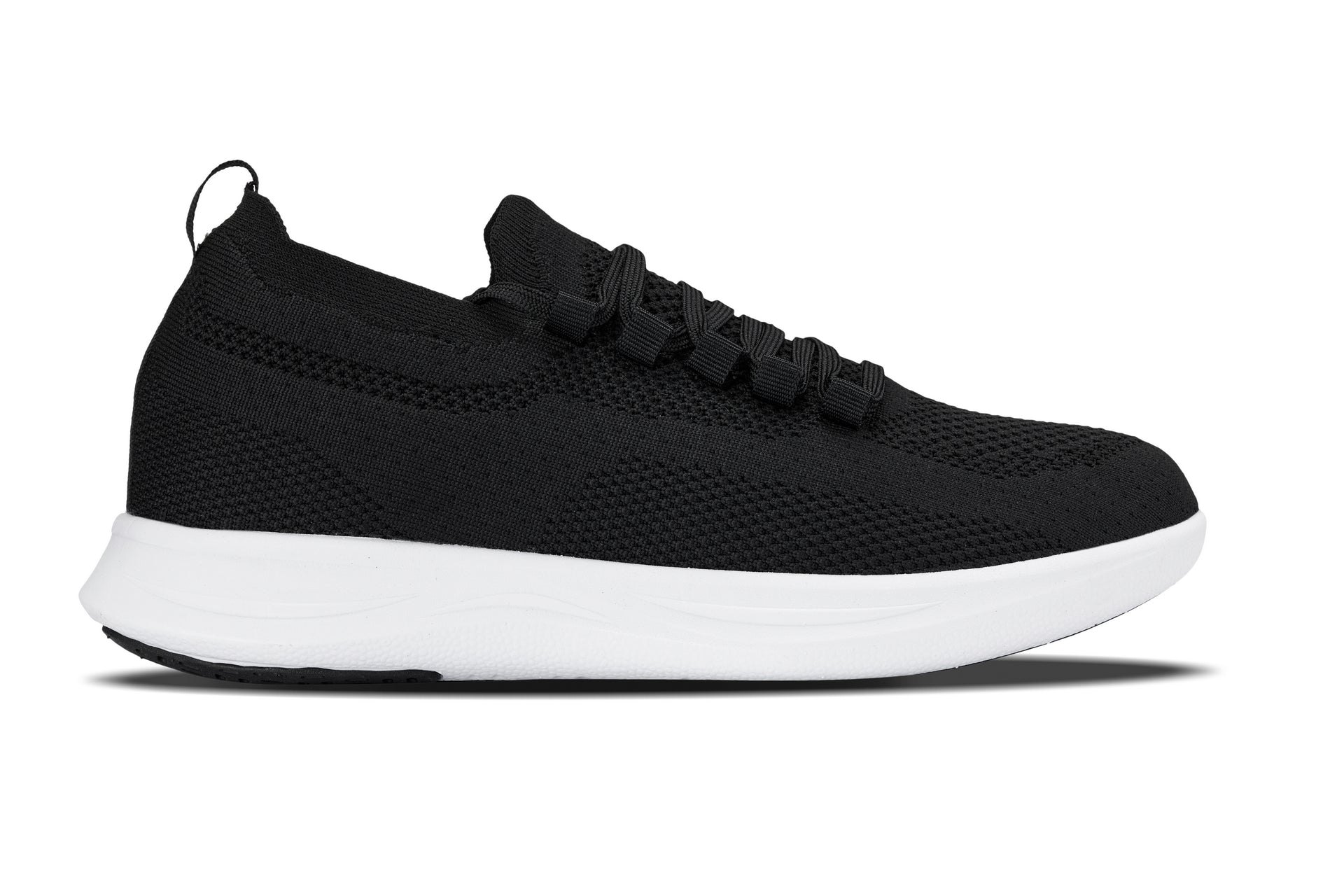 CALTO - QA062 - 2.4 Inches Taller (Black/White Sole) - Lightweight Knitted Sneakers