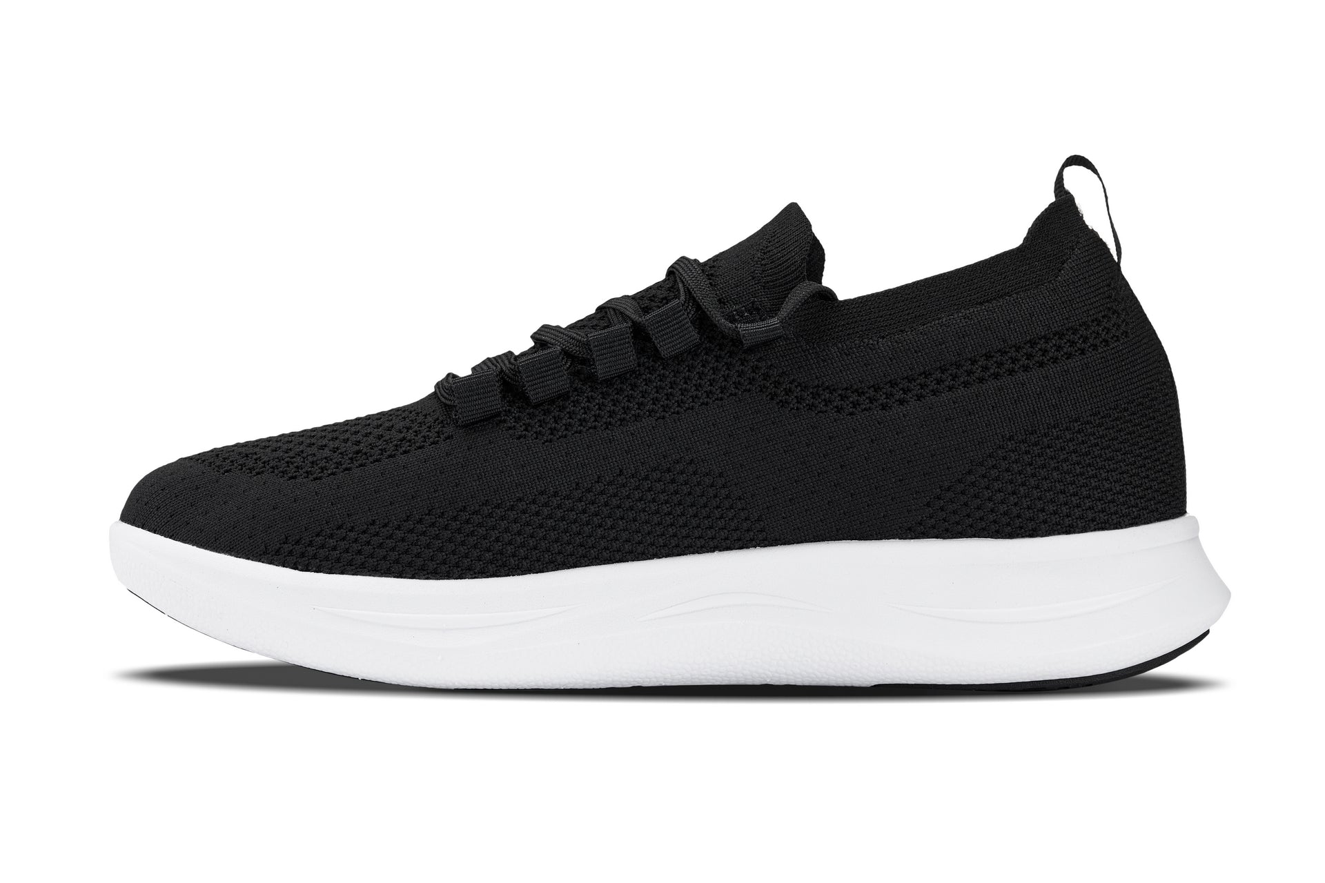 CALTO - QA062 - 2.4 Inches Taller (Black/White Sole) - Lightweight Knitted Sneakers