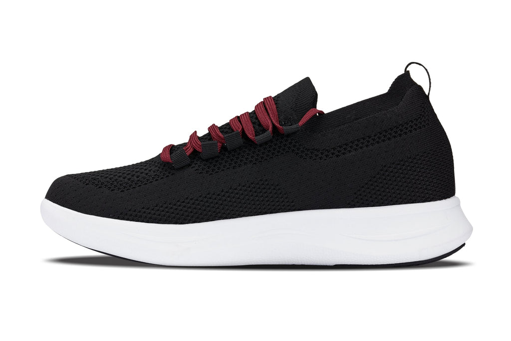 CALTO - QA064 - 2.4 Inches Taller (Black/Red/White Sole) - Lightweight Knitted Sneakers