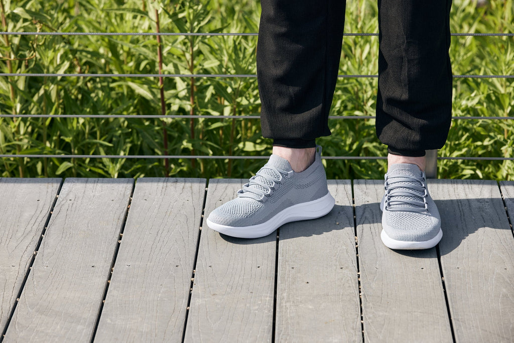 CALTO - QA065 - 2.4 Inches Taller (Grey/White Sole) - Lightweight Knitted Sneakers