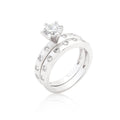 Avera Bezel Set Round Cut Bridal Ring Set in Gold Tone