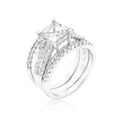 Avera Princess Cut Cubic Zirconia Triple Bridal Set in Silver