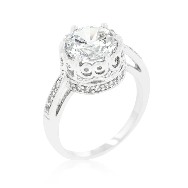 Avera Royal Crest Filigree Cubic Zirconia Ring in Silver