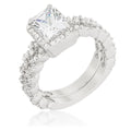 Avera Halo Radiant Wedding Set In Lustrous Silver Tone