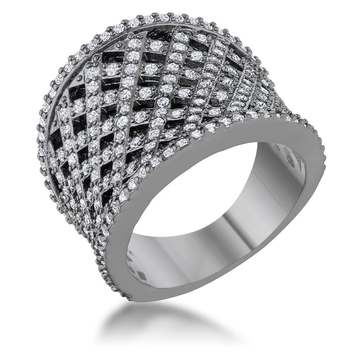 Avera Brin 1.4ct Cubic Zirconia Hematite Wide Woven Style Ring