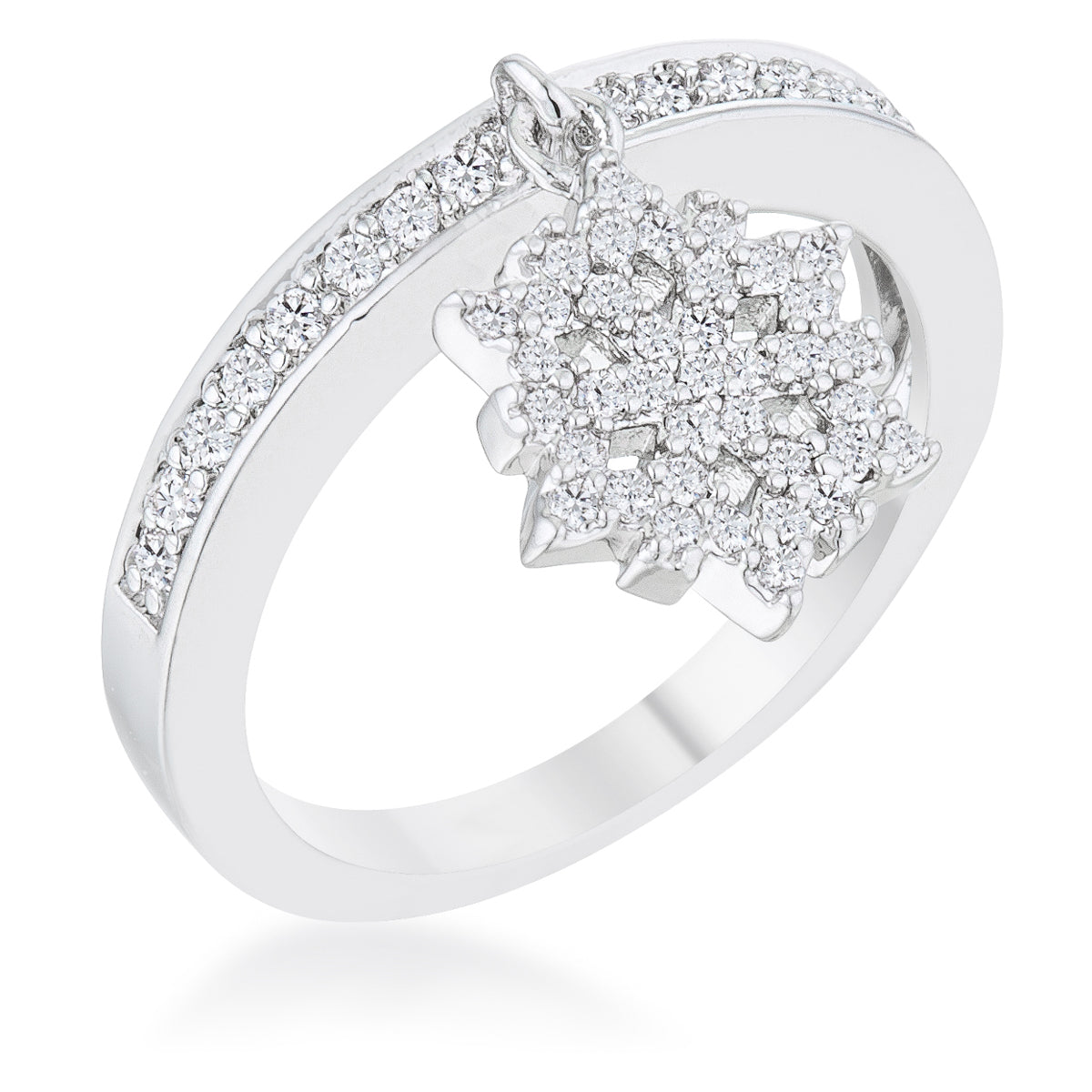 Avera Snowflake 0.35ct Cz Simple Holiday Charm Band Ring