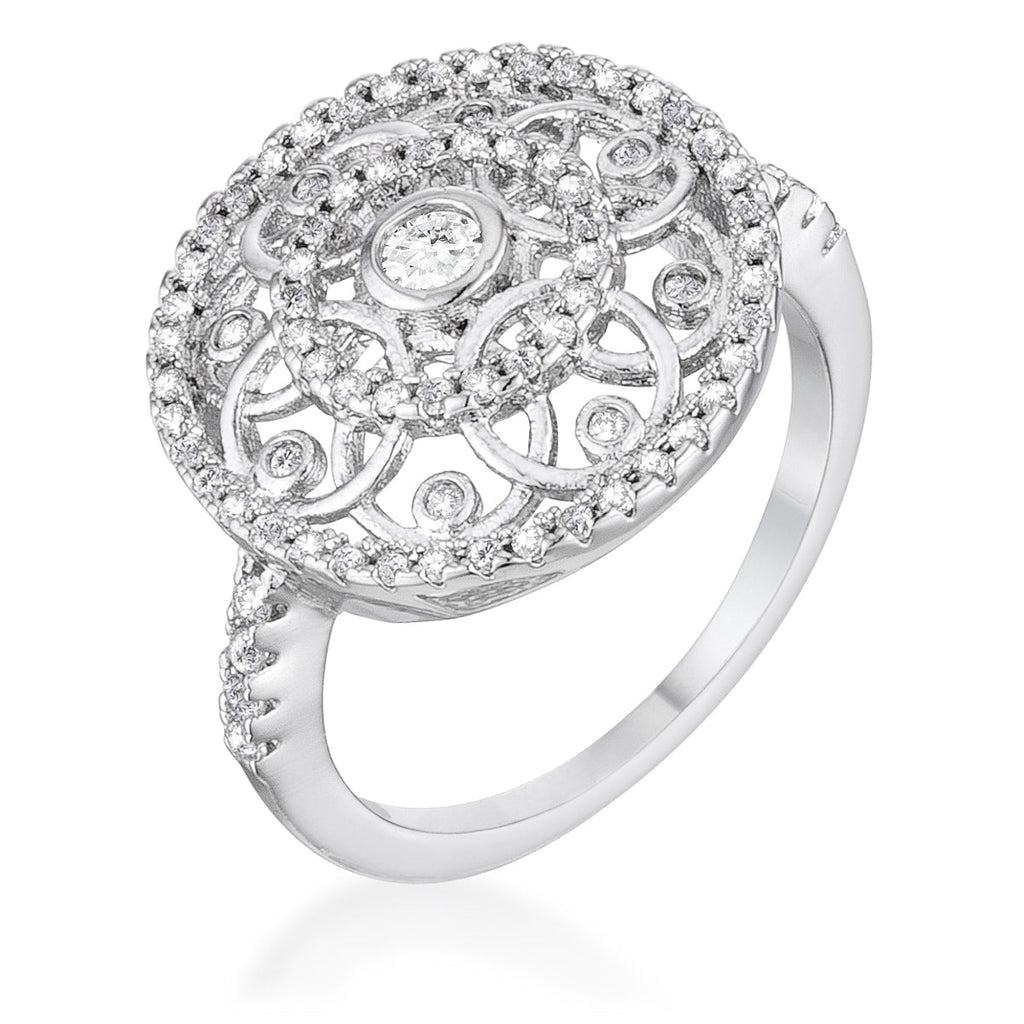 Avera Interlocking Circles Ring with Cubic Zirconia in Silver