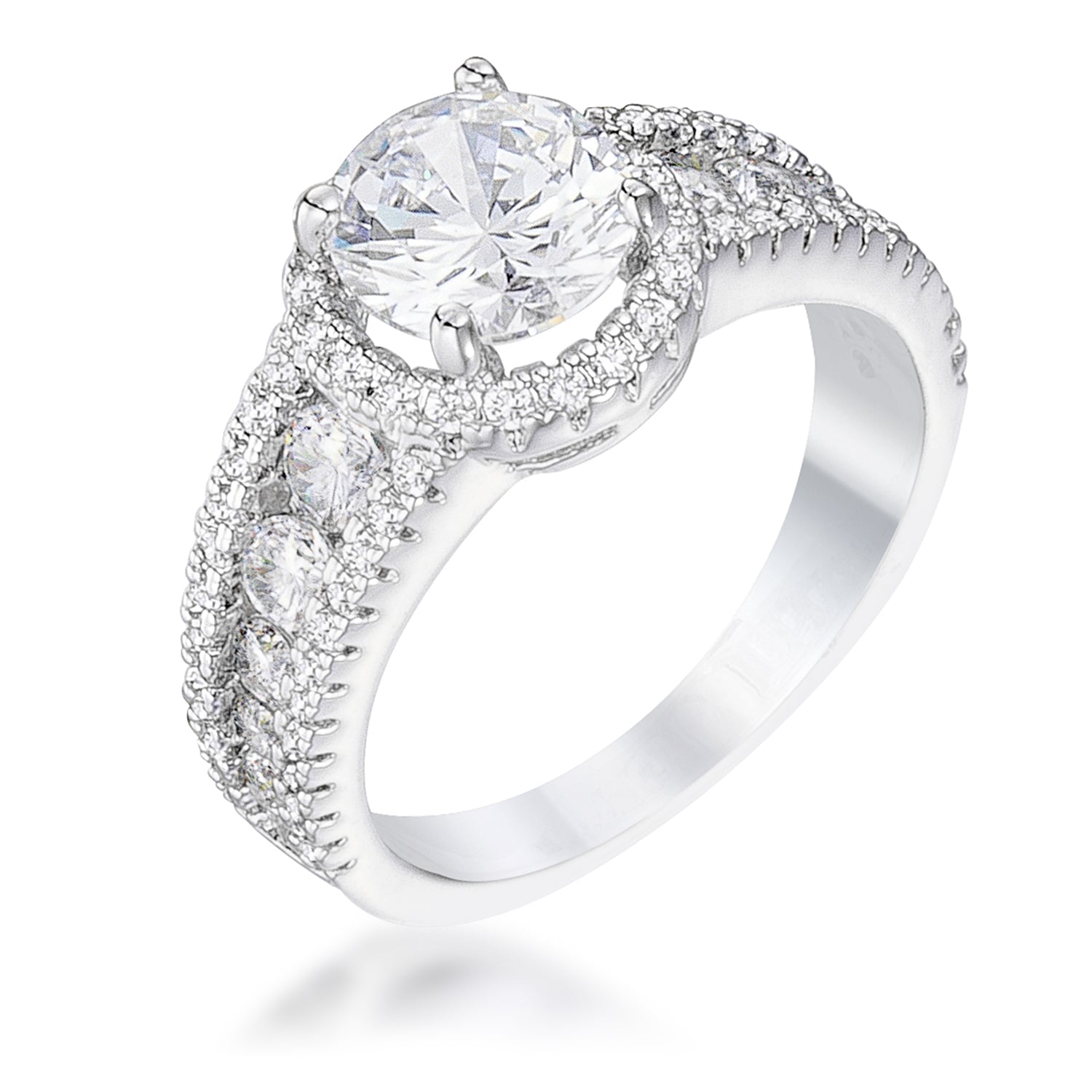 Avera 2.1Ct Plated Solitaire Engagement Halo Ring