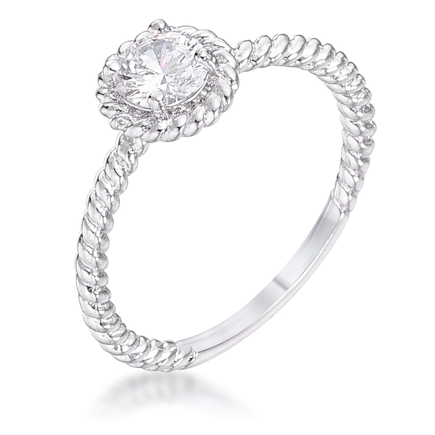 Avera .45Ct Plated Mini Twisted Rope Cz Solitaire Ring