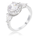 Avera 3-Stone Cz Round Halo Pear Engagement Ring In Silver