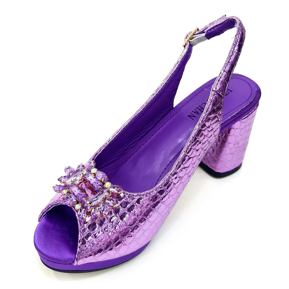 Open Toe Women Heels Shoes And Bag Set GRT543