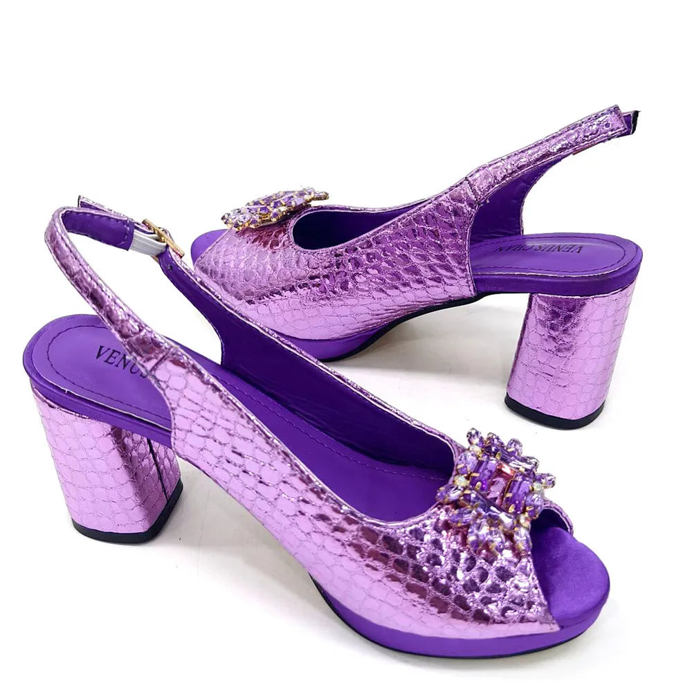 Open Toe Women Heels Shoes And Bag Set GRT543