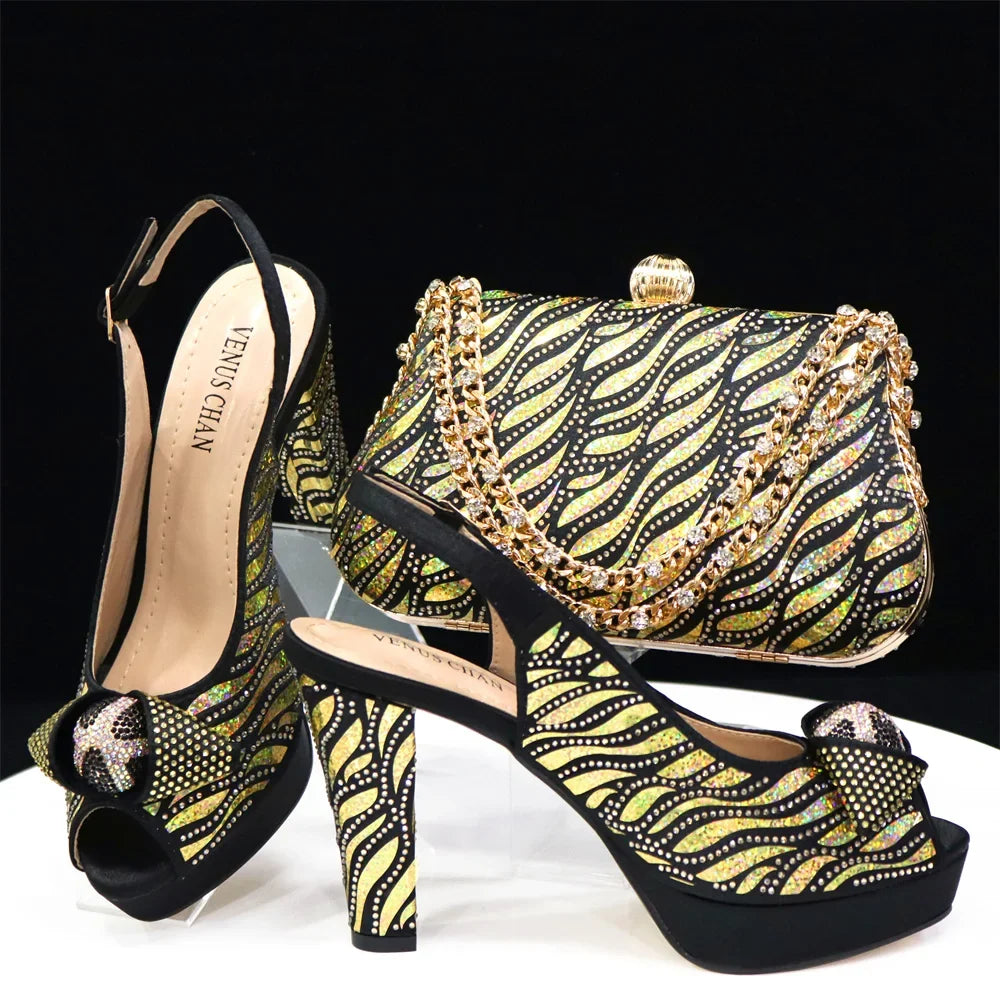 Italian Shoes And Bag Sets For Evening Party With Stones ED1-60