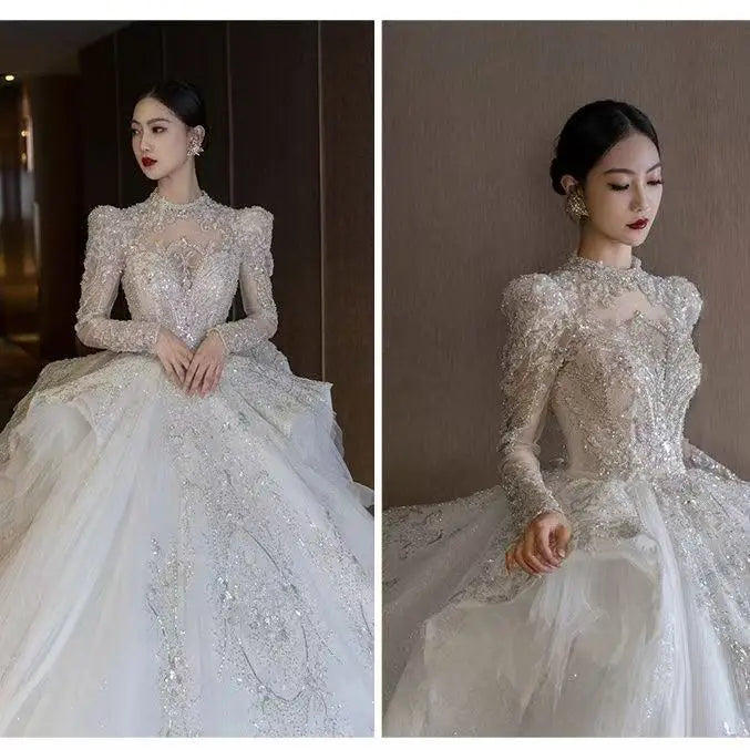 High-Quality Wedding Gown With Floral Pattern EDL876