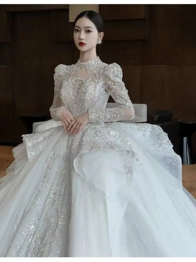 High-Quality Wedding Gown With Floral Pattern EDL876