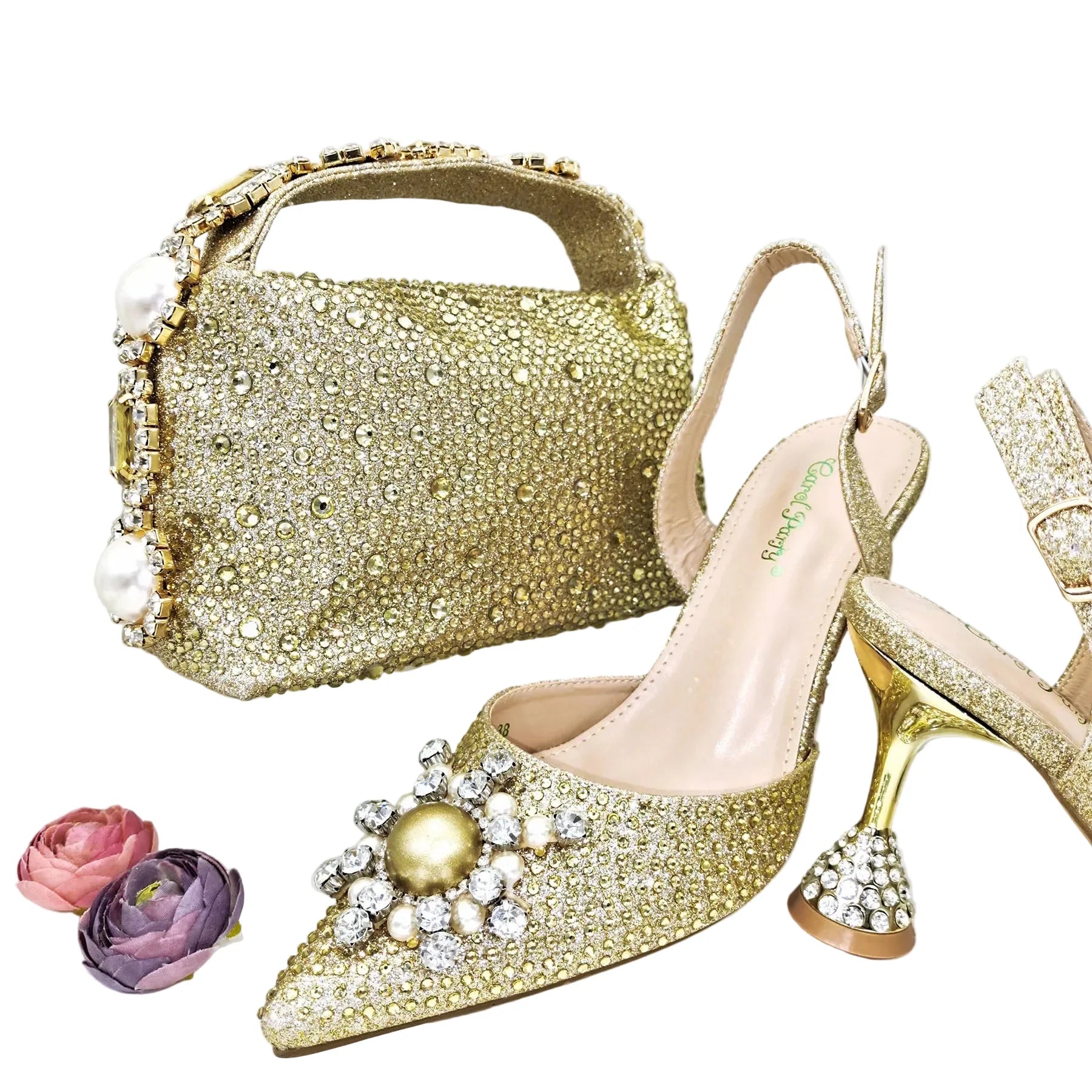 Women's Shoes and Bag Set with Shinning Crystal EDL435