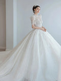 Luxury White Wedding Dress With Beads EDW151