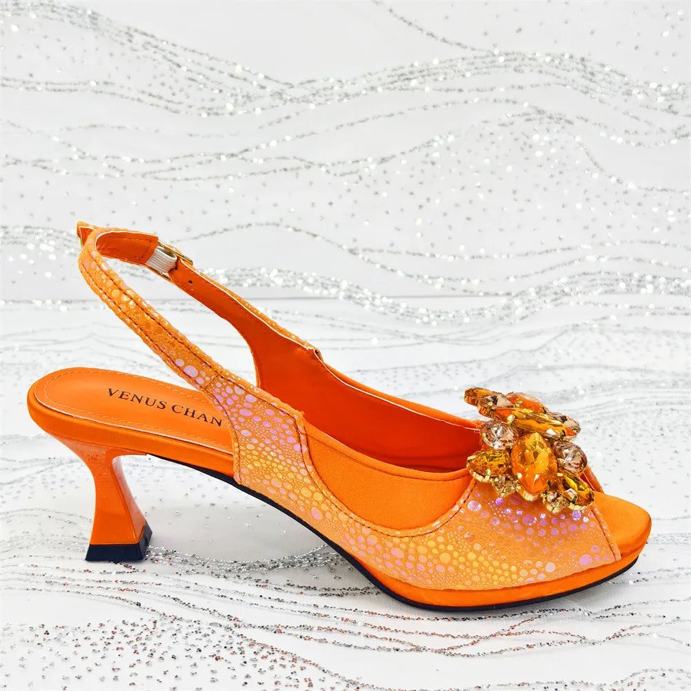 Elegant Rhinestone High-Heels Shoes & Handbag Set NMG54