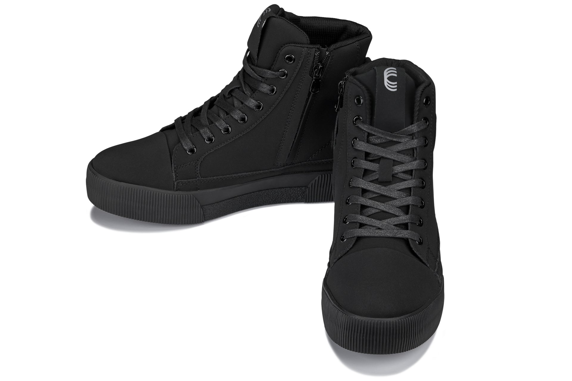 CALTO - S3421 - 2.4 Inches Taller (Black) - Cap Toe High Top Zip-Up Sneaker Boots