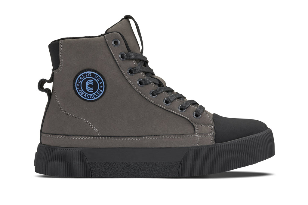 CALTO - S3423 - 2.4 Inches Taller (Grey) - Cap Toe High Top Zip-Up Sneaker Boots