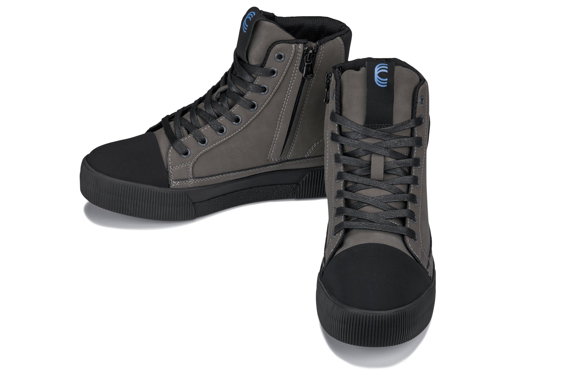 CALTO - S3423 - 2.4 Inches Taller (Grey) - Cap Toe High Top Zip-Up Sneaker Boots