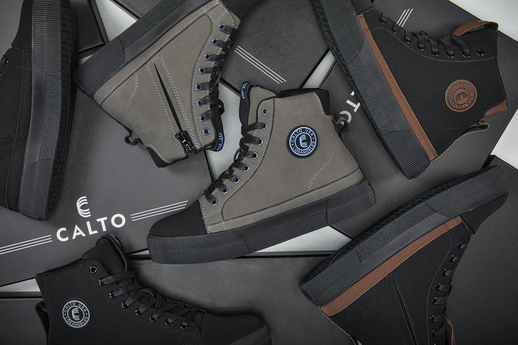 CALTO - S3421 - 2.4 Inches Taller (Black) - Cap Toe High Top Zip-Up Sneaker Boots