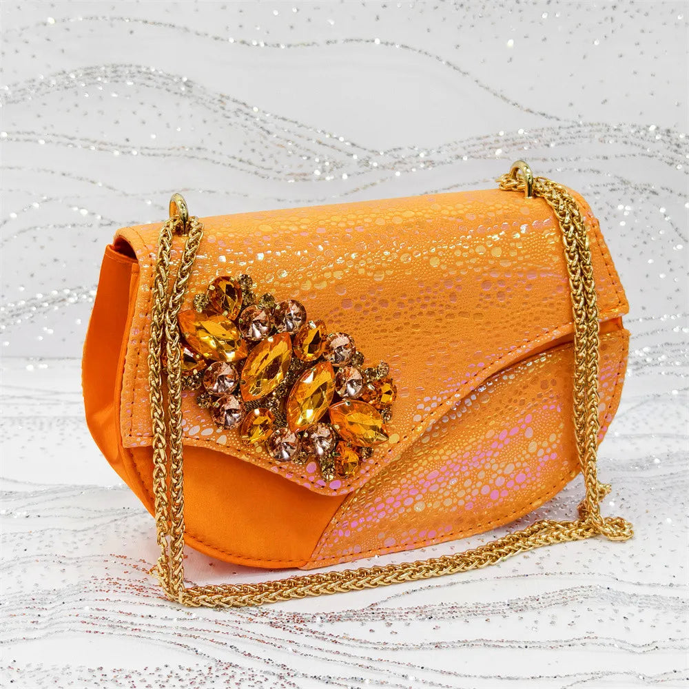 Elegant Rhinestone High-Heels Shoes & Handbag Set NMG54