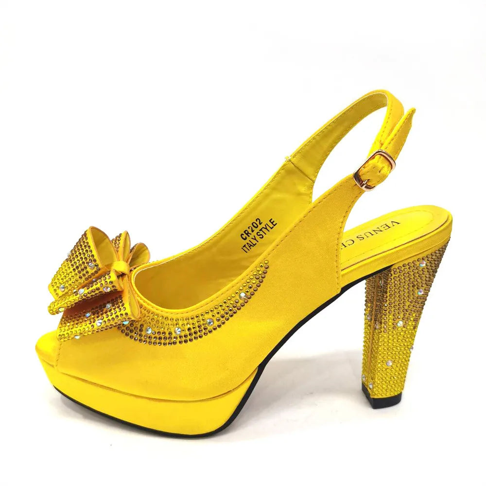 High Quality Thin Heels Ladies Shoes Matching Bag Set YT6543
