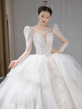 Ruffle White French Elegant Wedding Dress ED6401