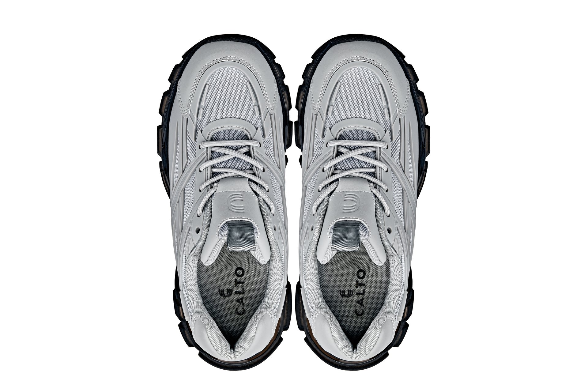 CALTO - S5281 - 2.6 Inches Taller (Cement/Translucent Onyx Sole) - Chunky Sole Sporty Sneakers