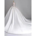 Long Sleeve Satin V-neck Wedding Gown EDW109