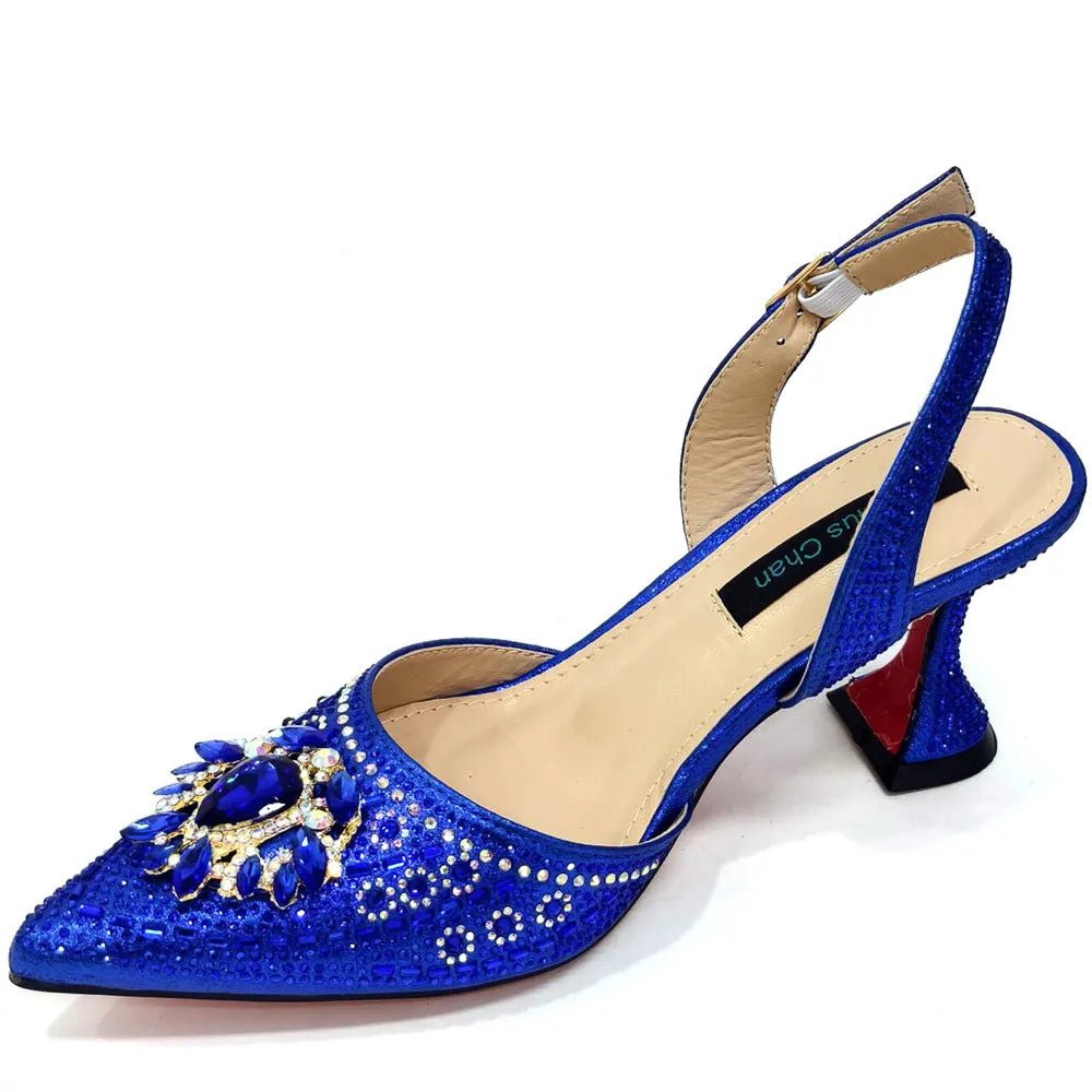 Women Shoes and Bag Set With Rhinestone Handbag EDTR54