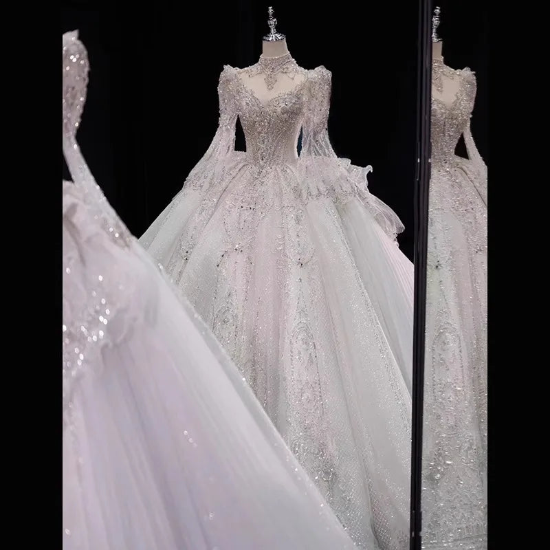 White Long Sleeved High-end Wedding Dress EDW2309