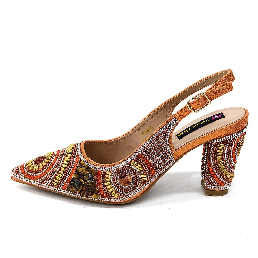 Popularity Italian Women's Pointed Shoes And Bag Set GFD453