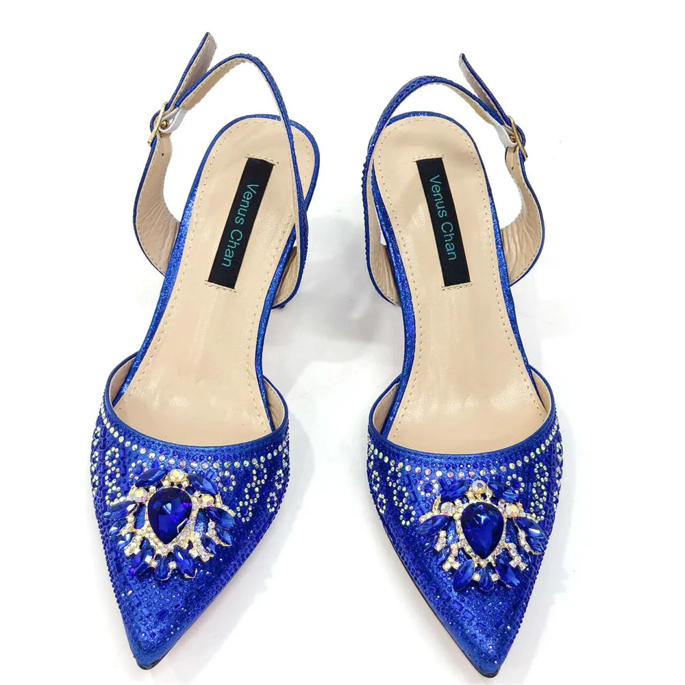 Women Shoes and Bag Set With Rhinestone Handbag EDTR54