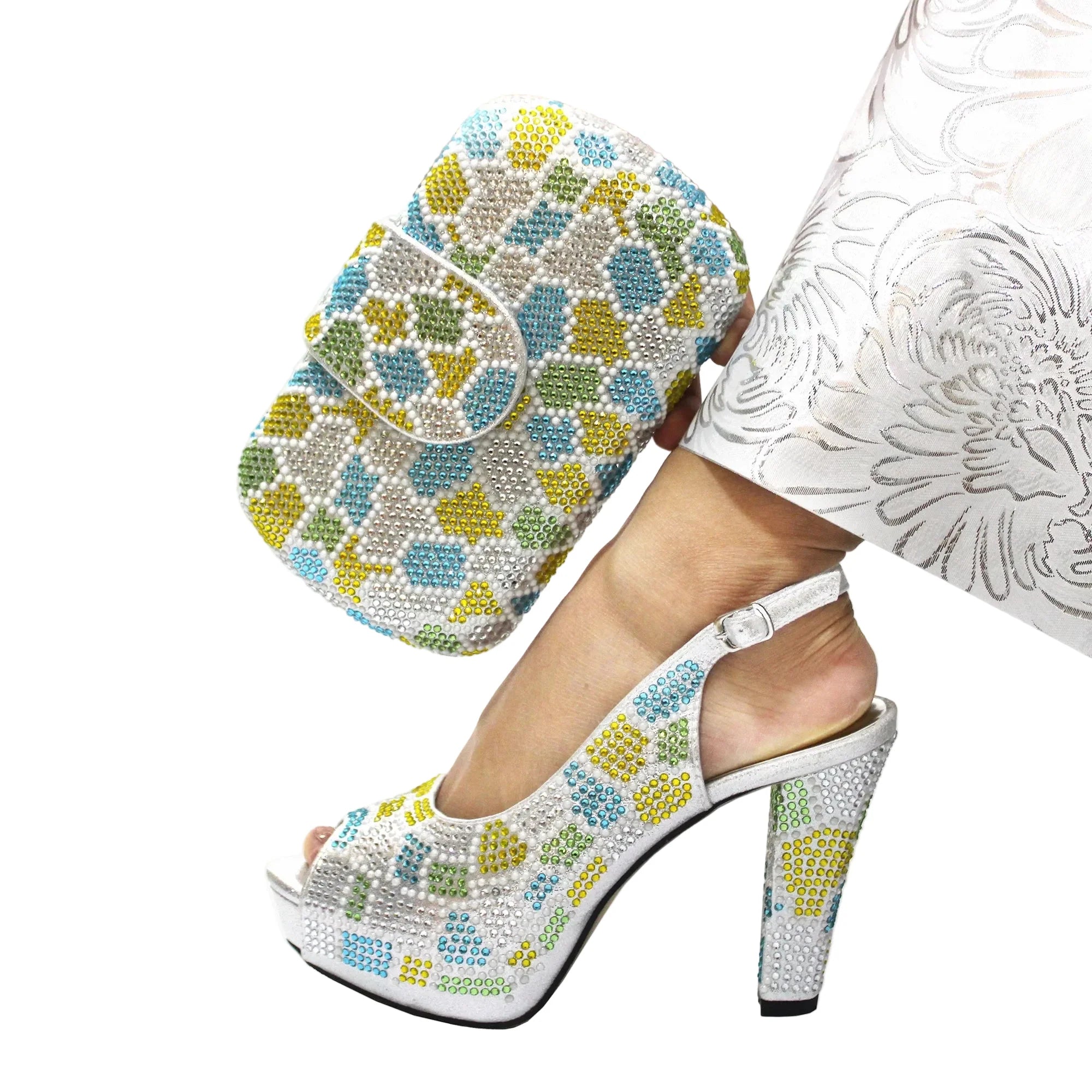 Latest Peep Toe Women's Shoes & Bag Set FGTY67