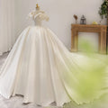 Luxury Satin V-Neck Short Sleeve Wedding Dress EDW459