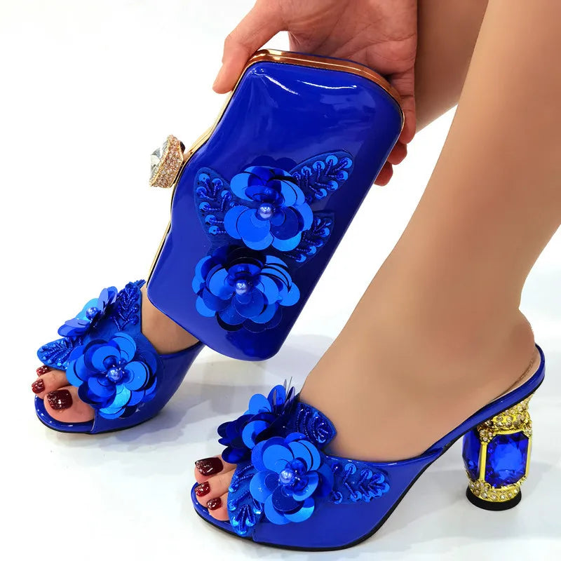Italian Shoes And Bag Sets With Stones Italian ED127