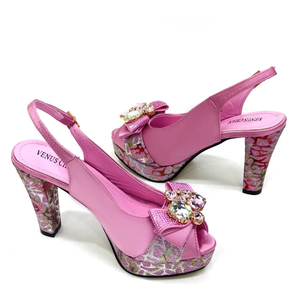 Newest Pumps Women High Heels Shoes and Bags Set JNB54