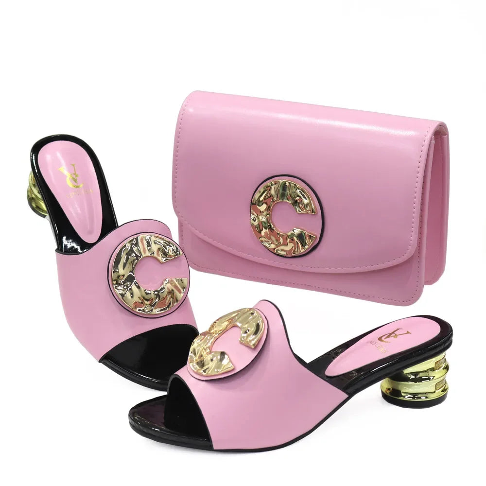 Latest Fashion Slippers and Bags Set EDZ564